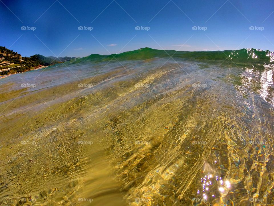 Sea wave corfu greece