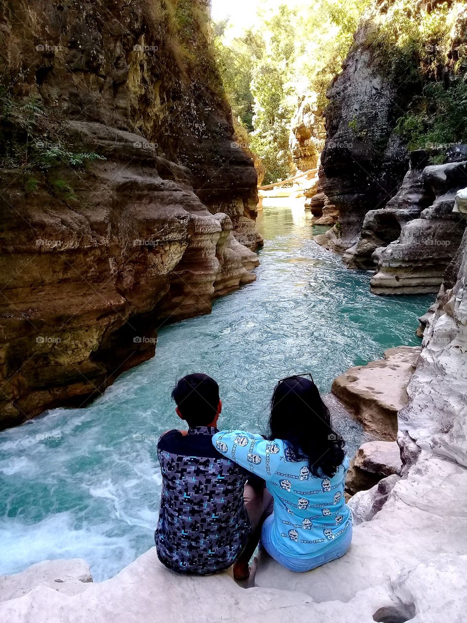 Pretty sight of the deep water and rocks