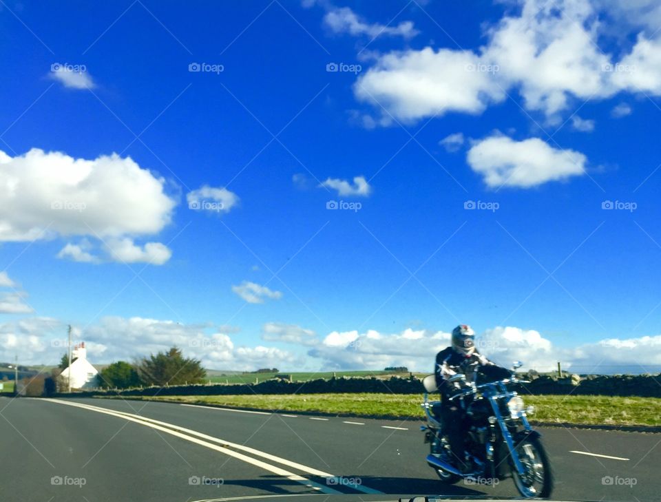 Biker enjoying spring . Biker 