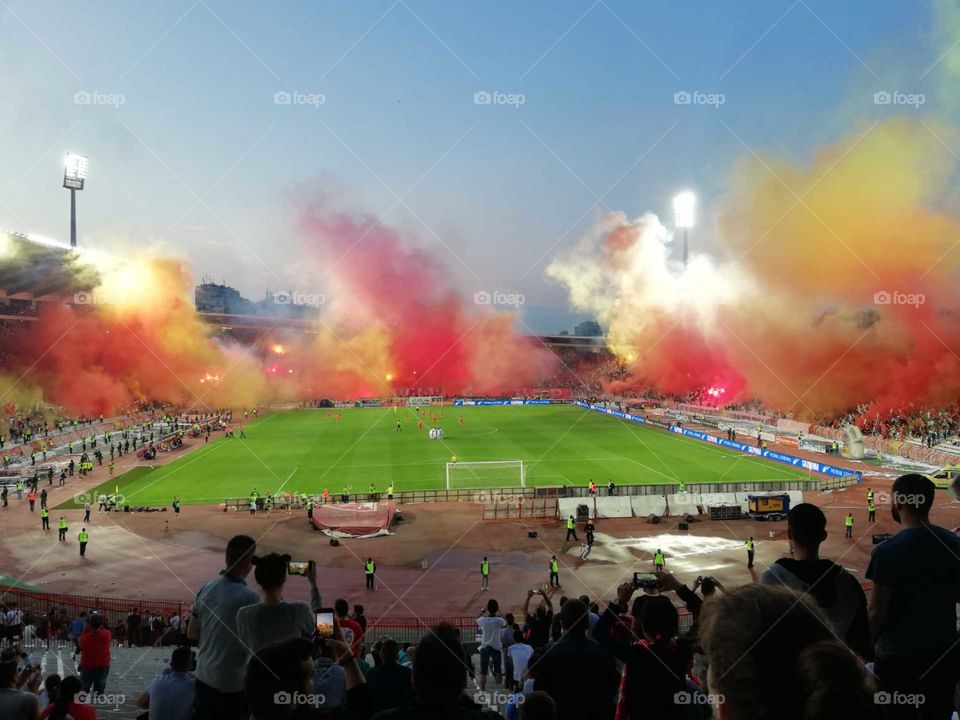 Marakana stadium in Belgrade of the Red Star football team. These are Delije best fans in the World 🙋🙆⚽😉