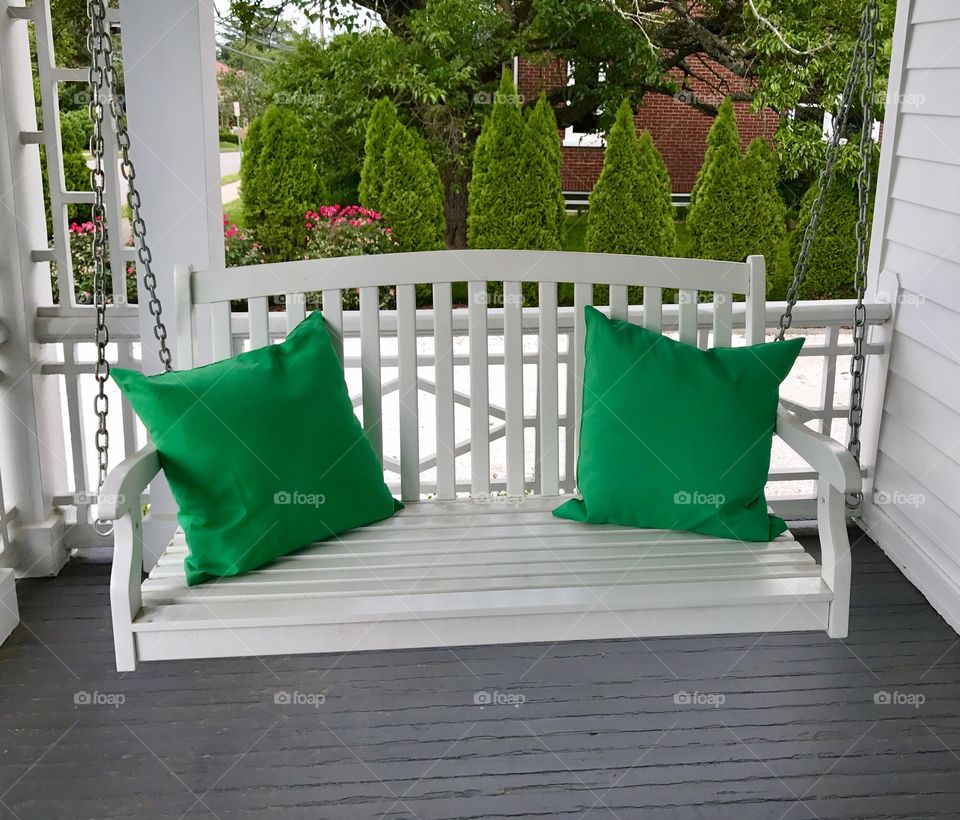 Porch Swing with Pillows