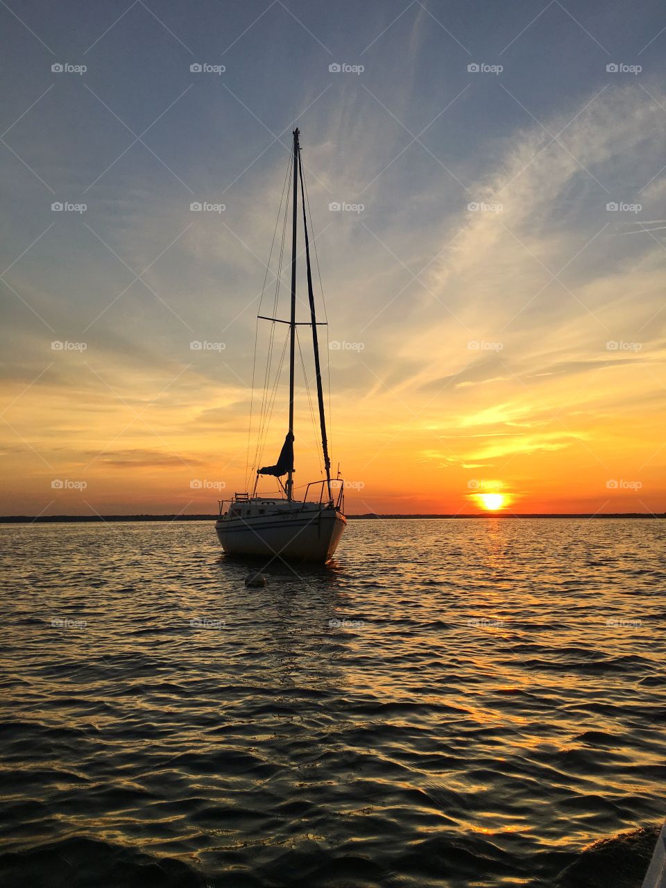 Sailboat, Water, Sunset, No Person, Sea