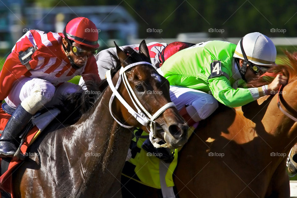 horse ride track race by focused