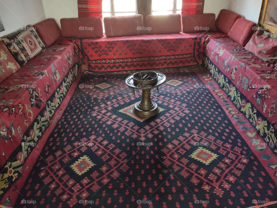 Oriental interior of serbian house during Turkish reign Pirot Serbia