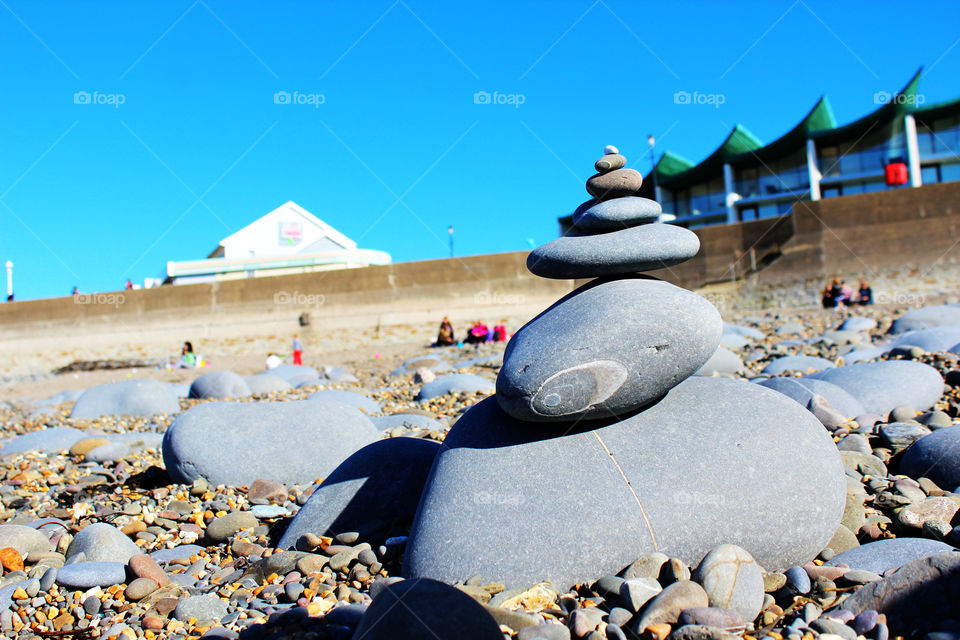 Stack of pebbles on beach