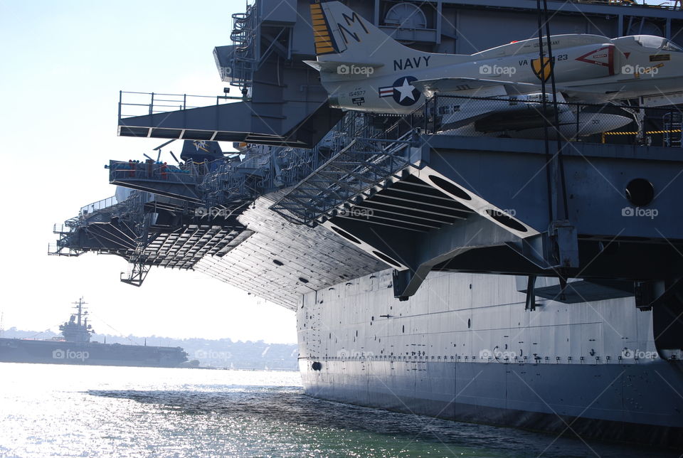 Naval ship on San Diego bay