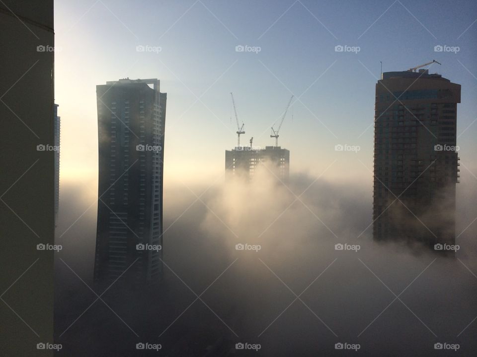 Morning fog in Dubai