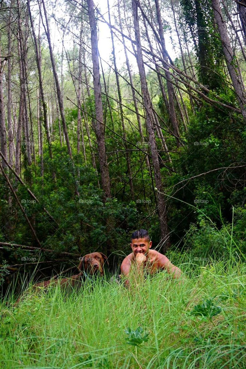 Forest#nature#trees#human#labrador#vegetation#dog