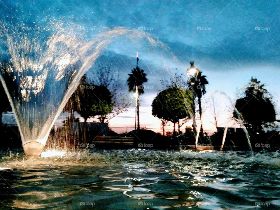 Beautiful fountain at marrakech city in morocco.