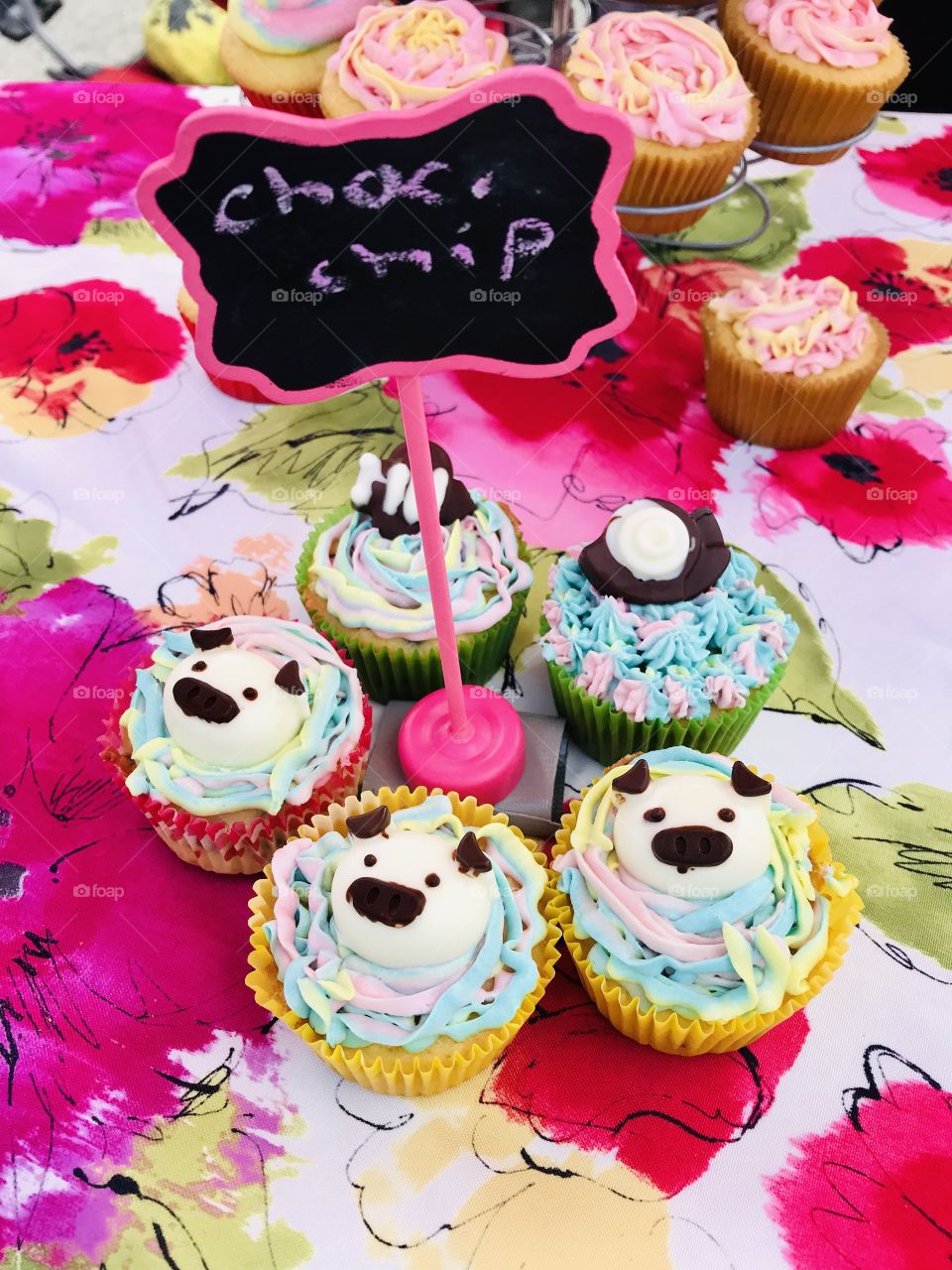 Homemade cupcakes with homemade buttercream frosting adorned with homemade chocolate molds! 