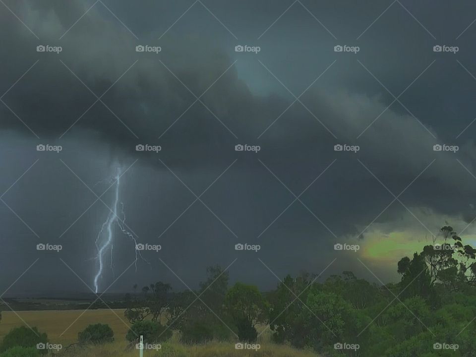 lightning strike to ground for thunderstorm