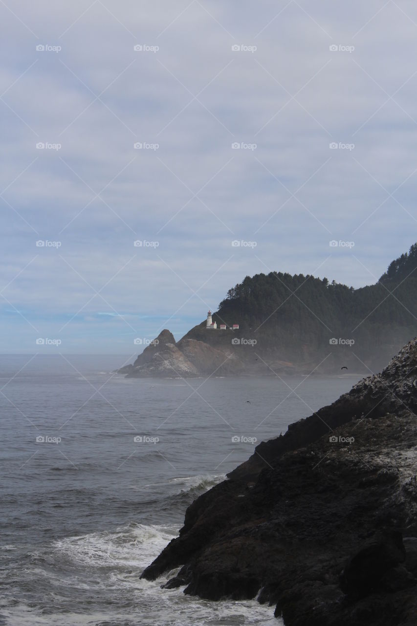 misty lighthouse