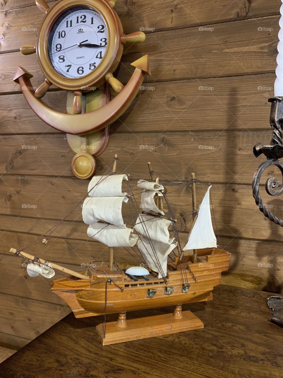 decorative figure of a ship with sails