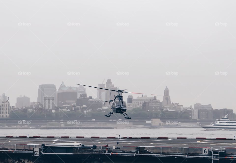 Close-up of chopper in city