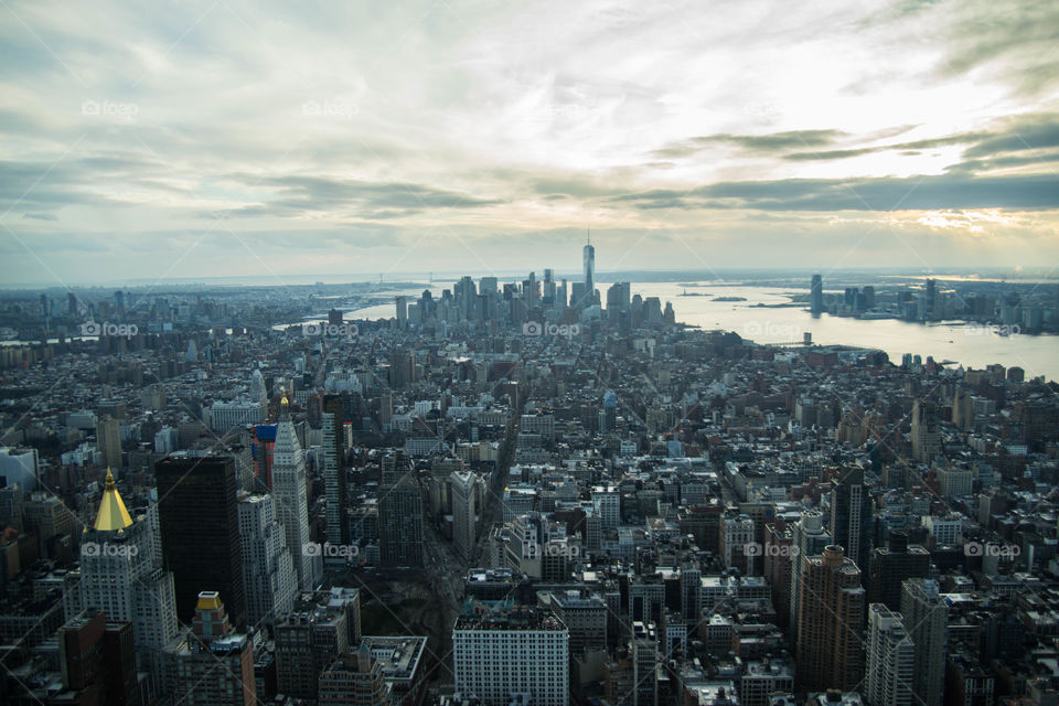 NY City from the sky, from the top of the Empire State Building