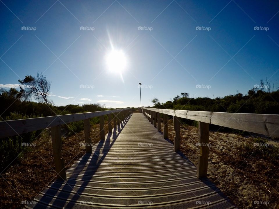 Boardwalk at a local beach during a sunny day