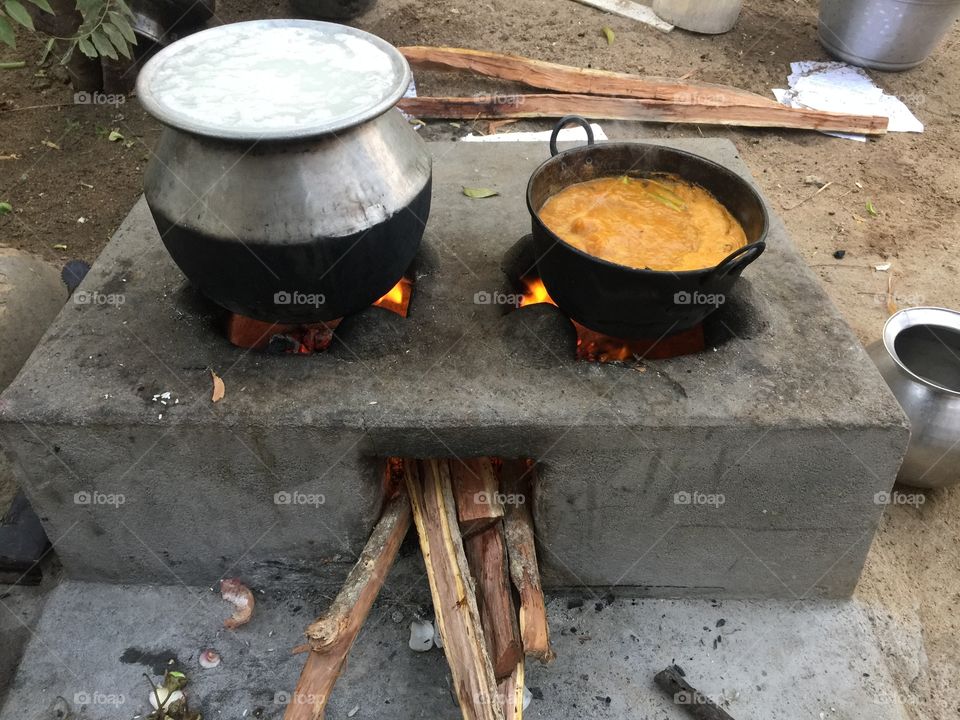 Village food making  Rise cook 