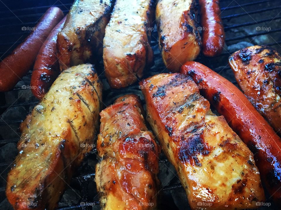 BBQ ribs and hotdogs