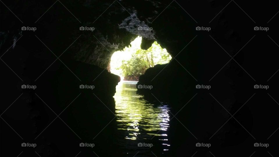 inside Cave Spring looking out on the Current River