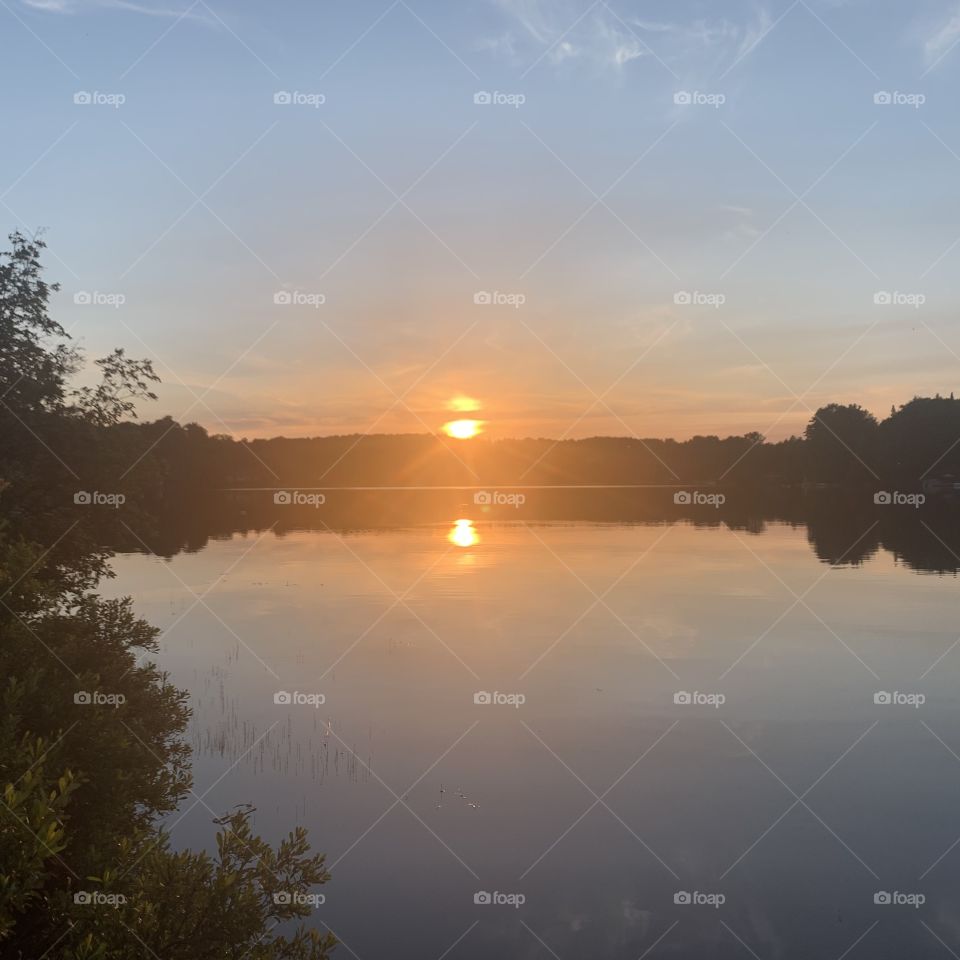Sunset on a Laurentian lake, St-Sauveur-des-Monts, Quebec, Canada 
