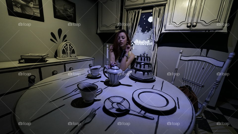 Wifey waiting at home with a nice warm kettle of tea at our favorite spot in Santa Fe New Mexico, MEOWWOLF - unedited series 7