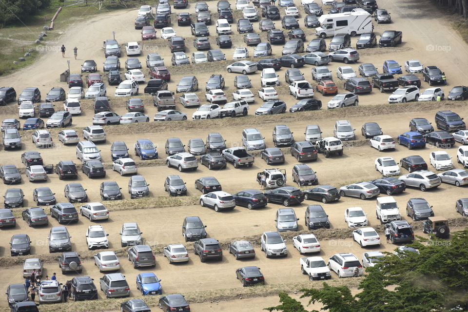 Rows of cars parked
