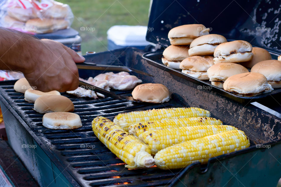 Autumn corn roast on BBQ 