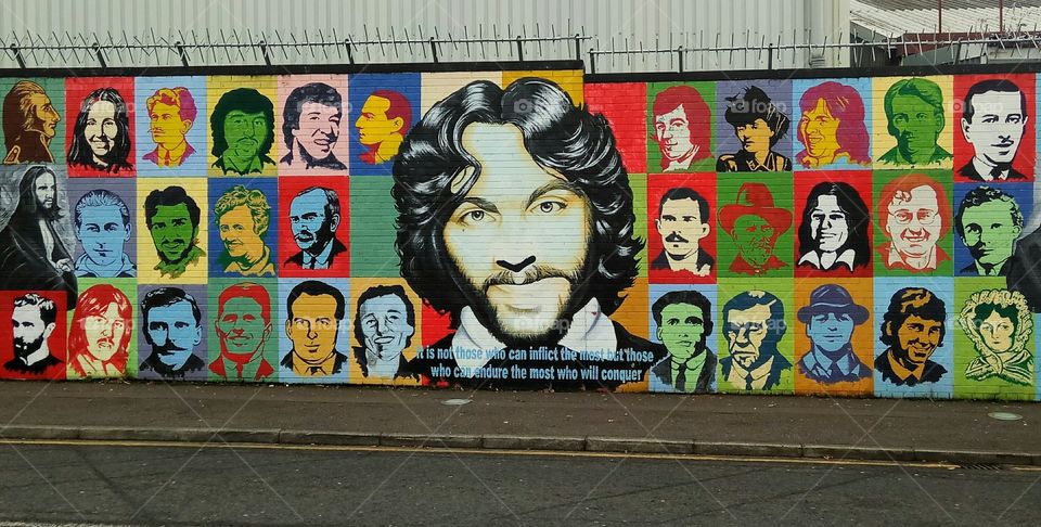 A colourful political mural in Belfast