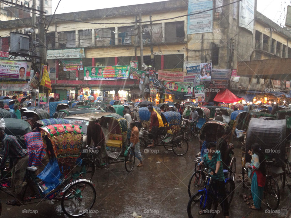 Old Dhaka Bangladesh during the first rain of the Monsoon