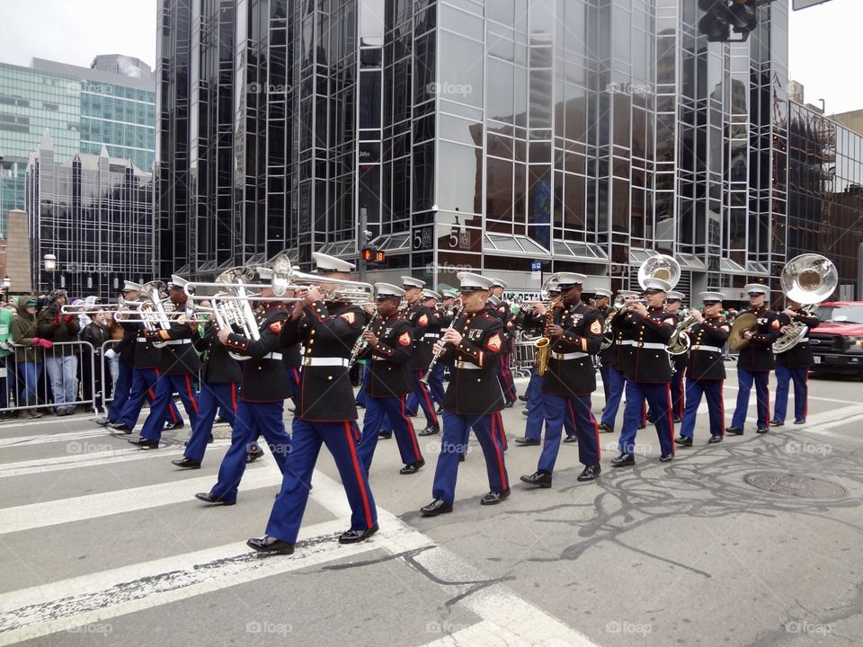 Marching Marine Band in Parade