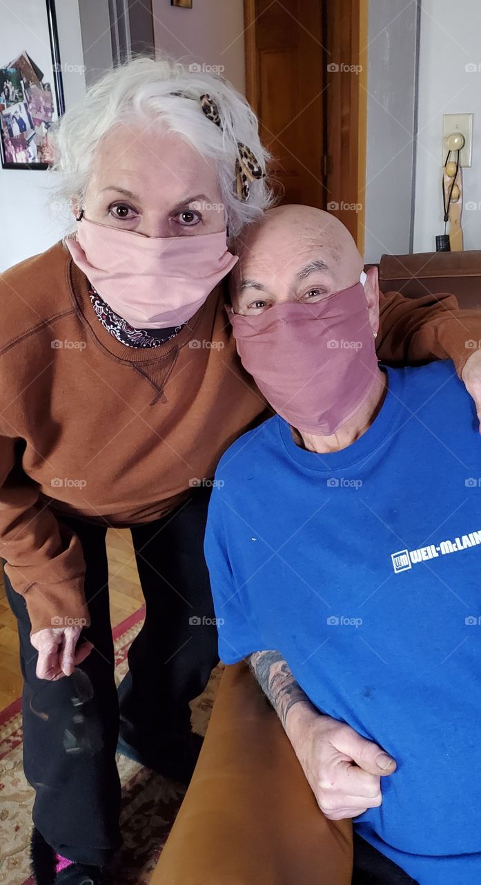 Homemade face masks with secure nose strip & elastic sewn in, for wearing when out. How to help keep yourself safe.