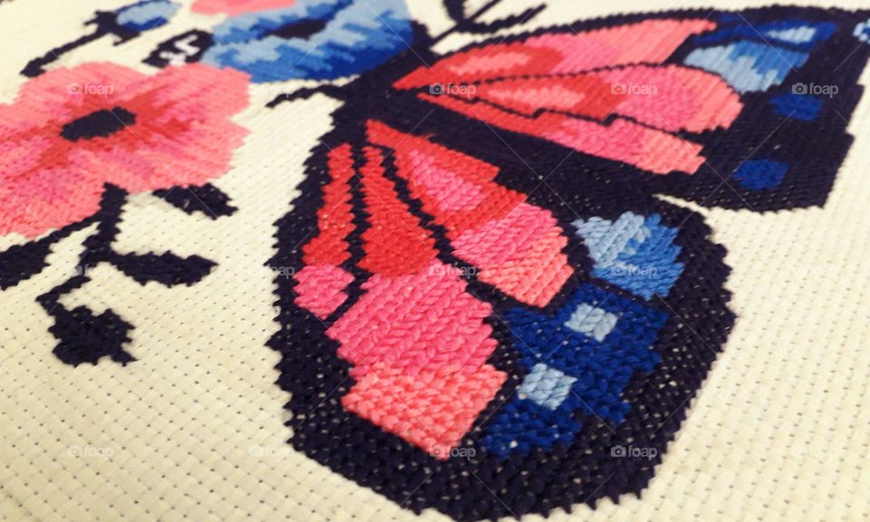 butterfly, beautiful, flowers, colourful, hand made