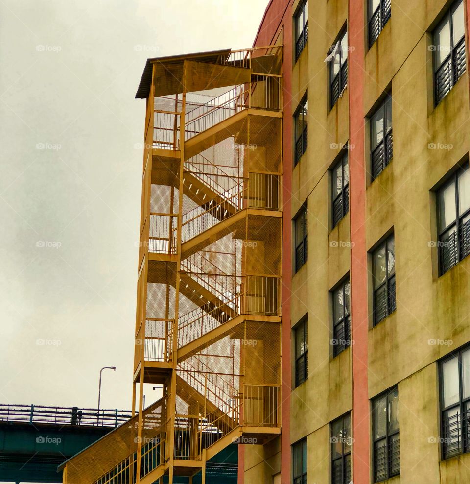 A staircase on the outside of a building in Brooklyn 