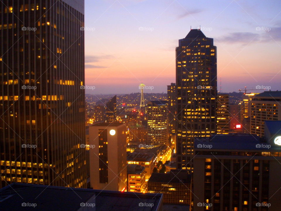 Seattle Skyline. Spent the night in Seattle, Washington after our cruise to Alaska. This was our room with a view.