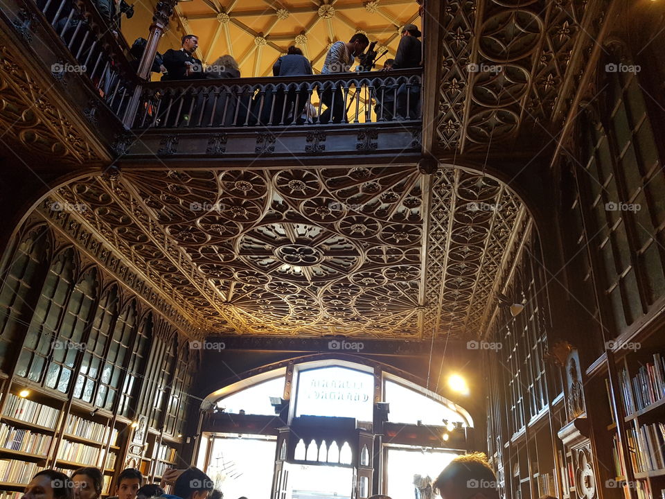 Ceiling at the livraria Lello in Porto