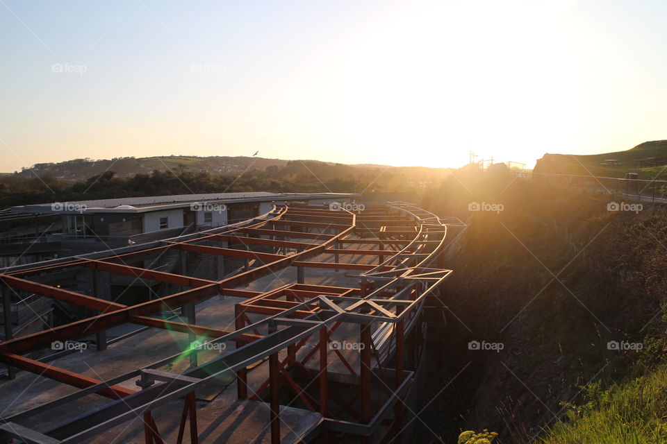 Building site in sunset