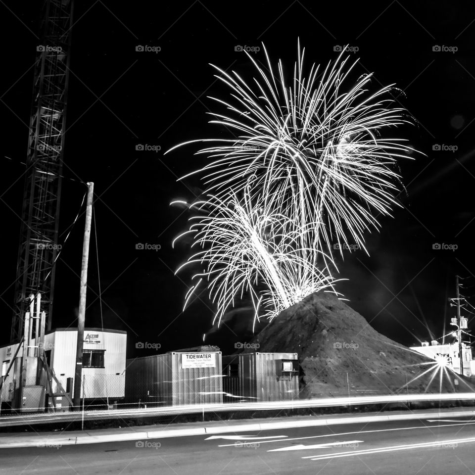 June 4th. Fireworks on June 4th - Carolina Beach Boardwalk in North Carolina.