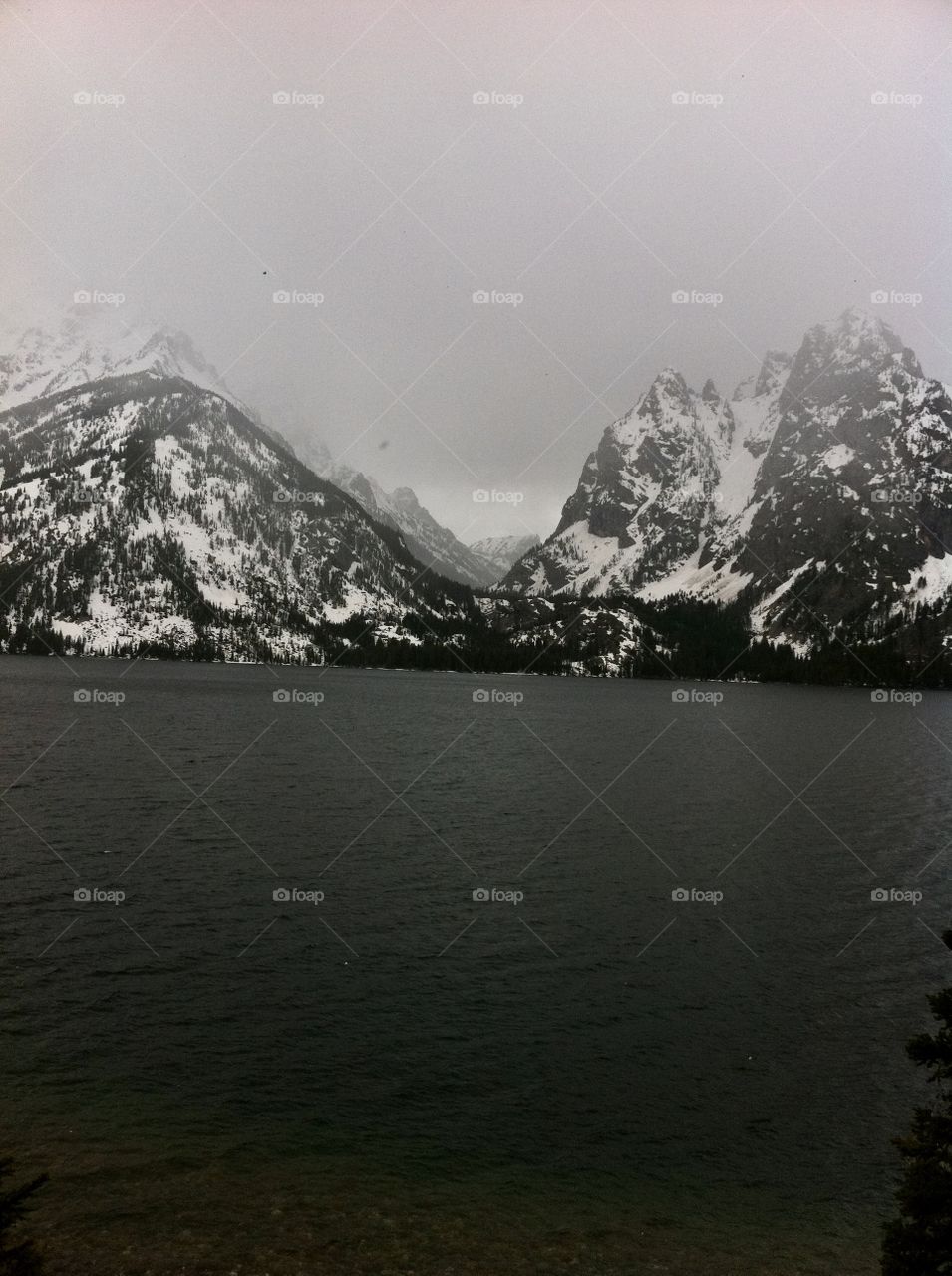 Winter lake in Yellowstone