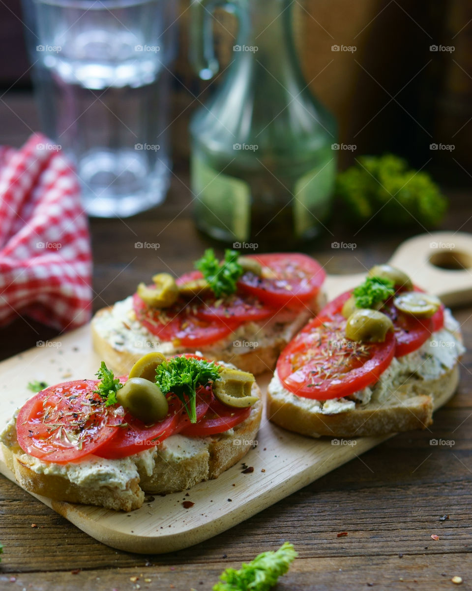 bruschettas with tomato and cheese