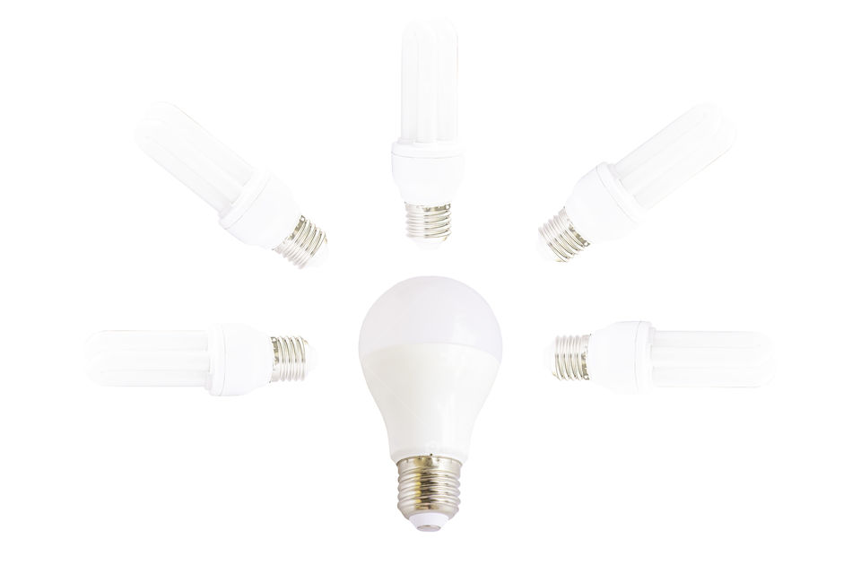 LED bulbs on a white background with clipping path.