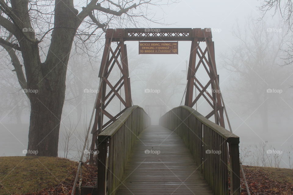 Fog on the bridge. I took this one foggy morning along the river