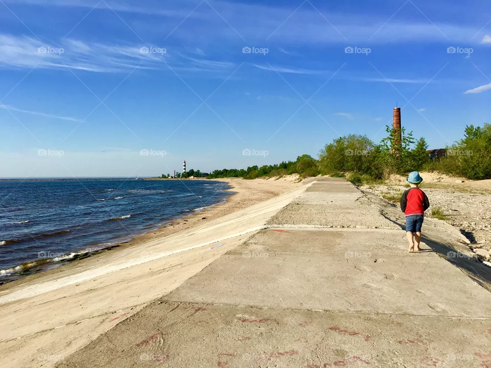 Walk along seaside