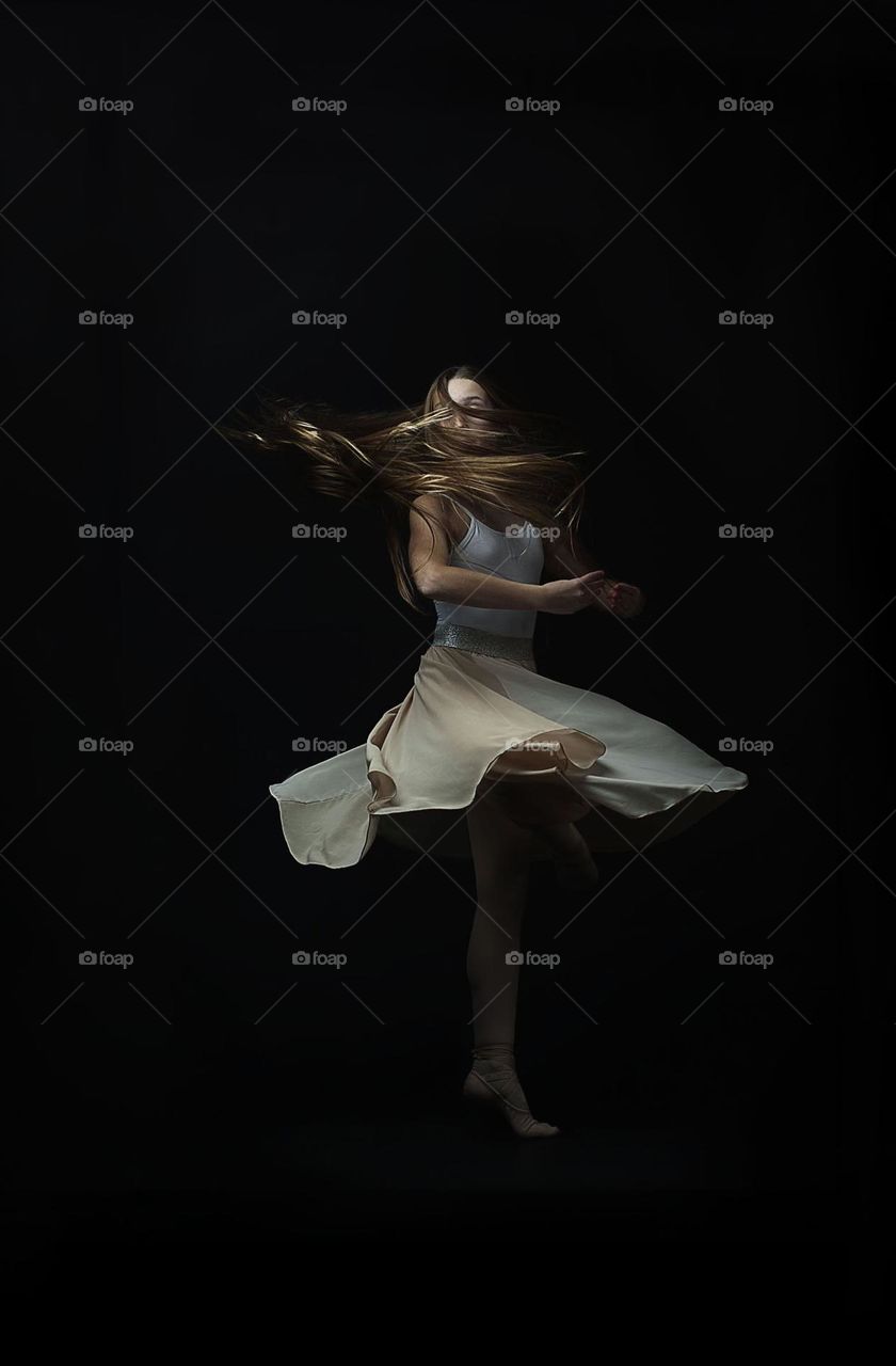 Girl dancing, flying skirt, young ballerina

￼

￼