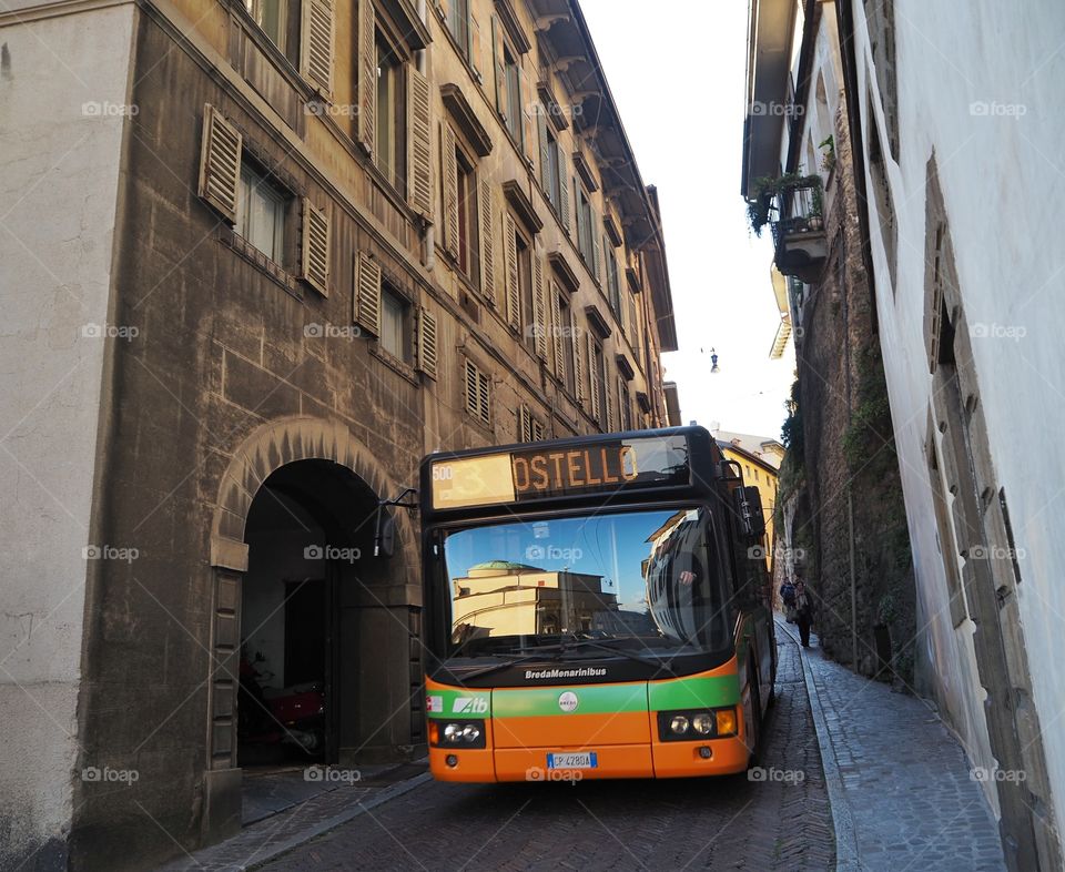 Bus on narrow street