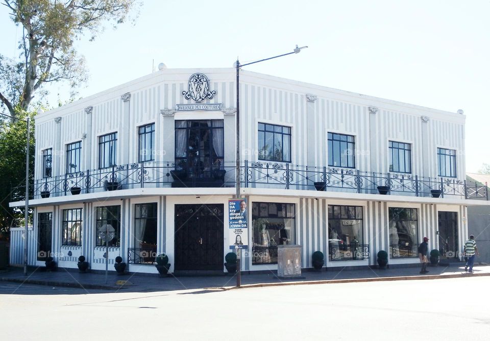 building with stripes