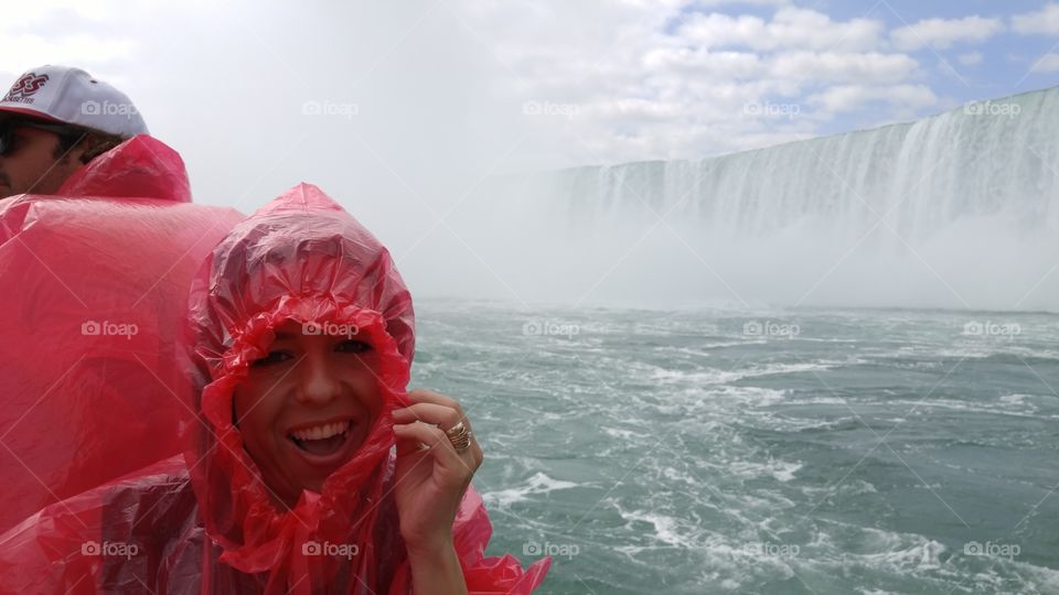 Tourists at the Horseshoe Fall, Niagara Falls, Ontario, Canada