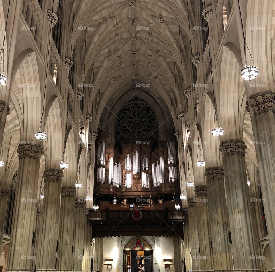 The grand organ at St. Patrick’s Cathedral in Manhattan, New York, NY