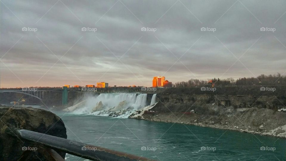 Sunset over the American Falls Niagara