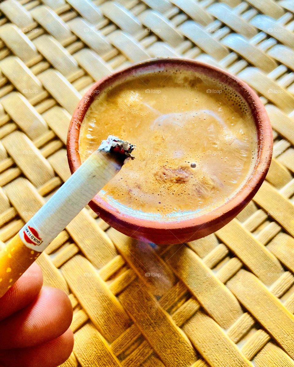 Cigarette with tea 