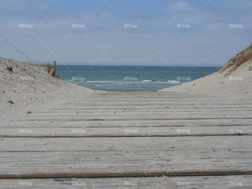 Wooden path to the ocean